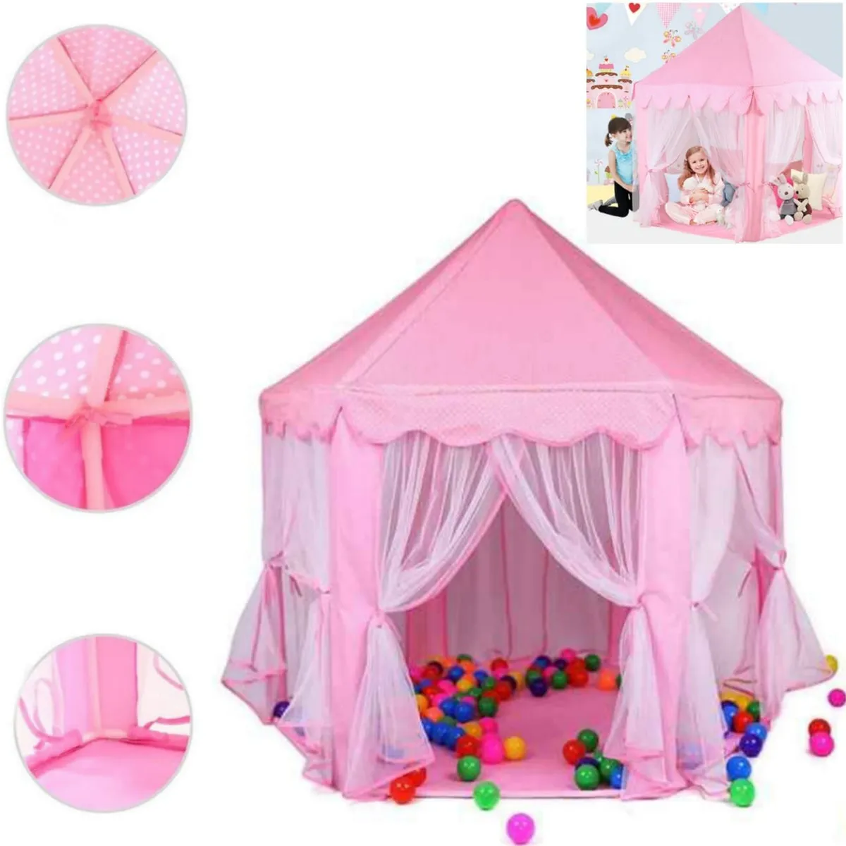 GENERICO - Carpa Castillo modelo Princesa tul - ROSADO