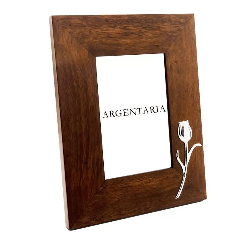 ARGENTARIA - Marco 10×15 Tulipán - Plata y Madera