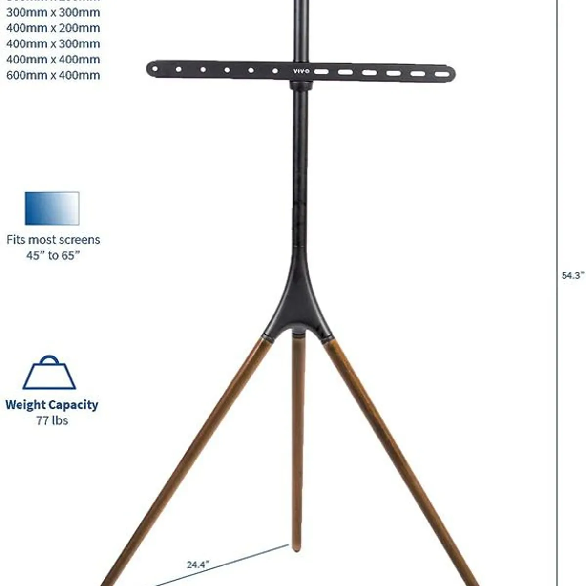 GENERICO - MONTECH - Pedestal Trípode de Madera para TV 42 a 55" / Carga 32 kg