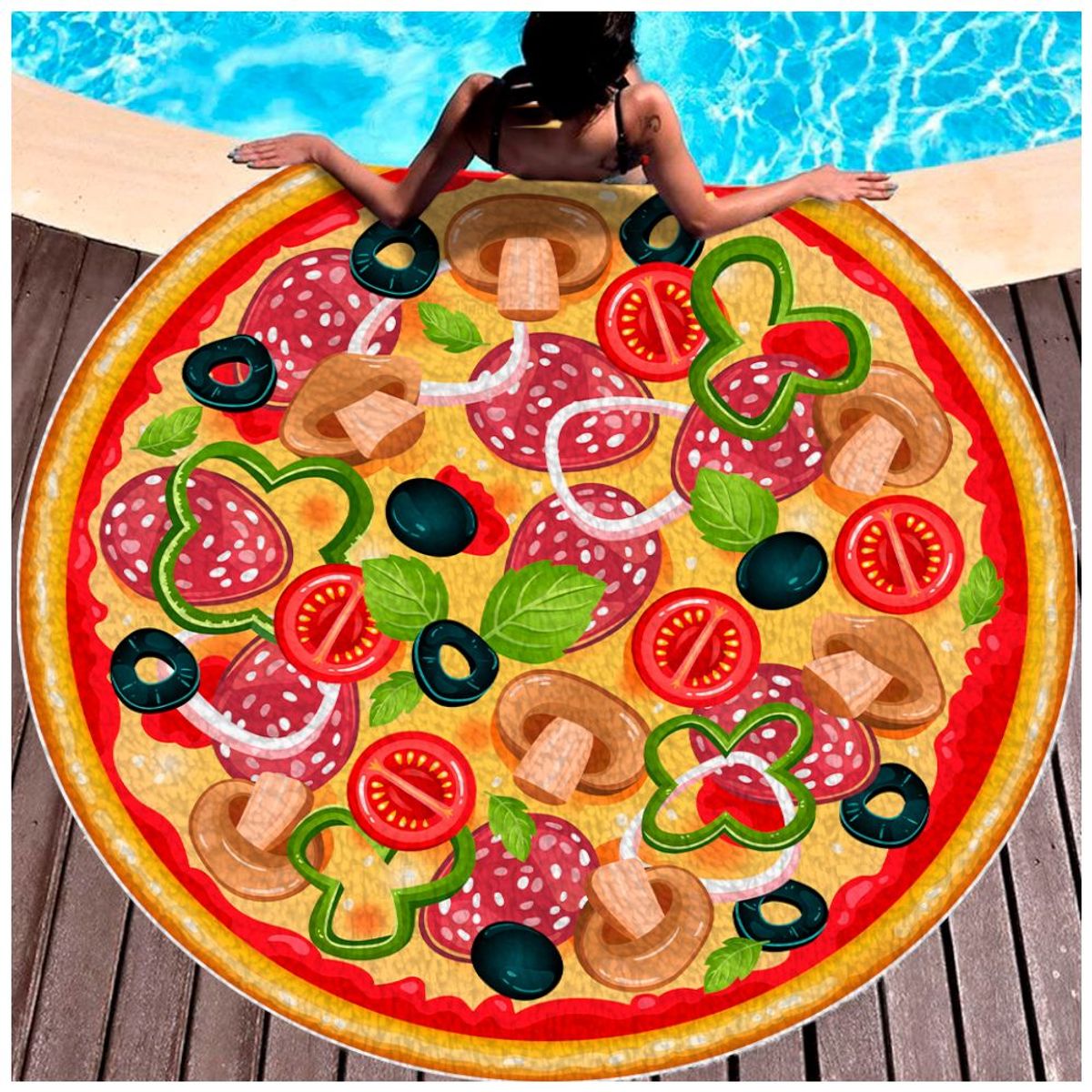 SASHIJA - Toalla de Playa Circular Grande de Microfibra Hamburguesa O Pizza