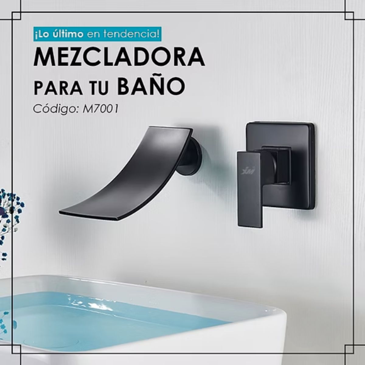 XM - MEZCLADORA DE LAVATORIO CASCADA NEGRO M7001