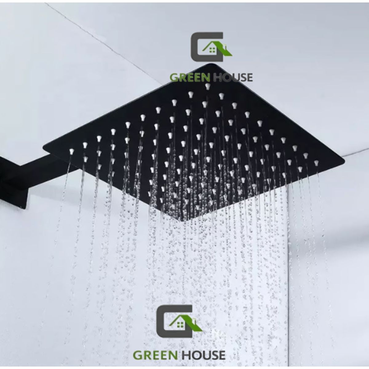GREEN HOUSE - DUCHA CUADRADA DE 8 PULGADAS MAS BRAZO CUADRADO