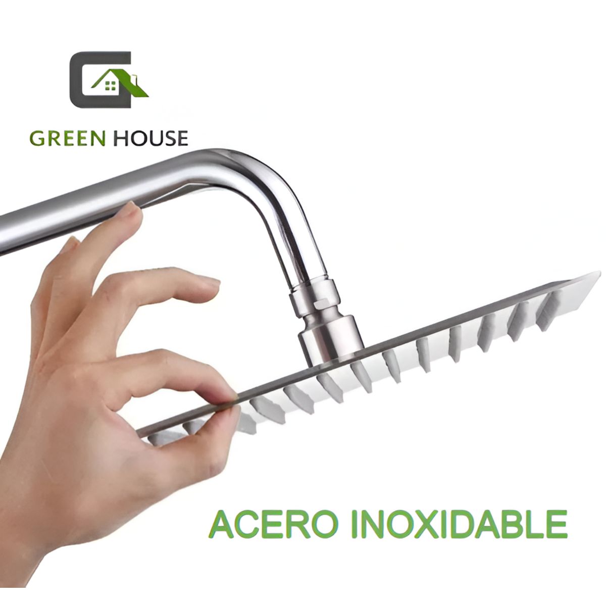GREEN HOUSE - DUCHA CUADRADA DE 8 PULGADAS ACERO SUS 304