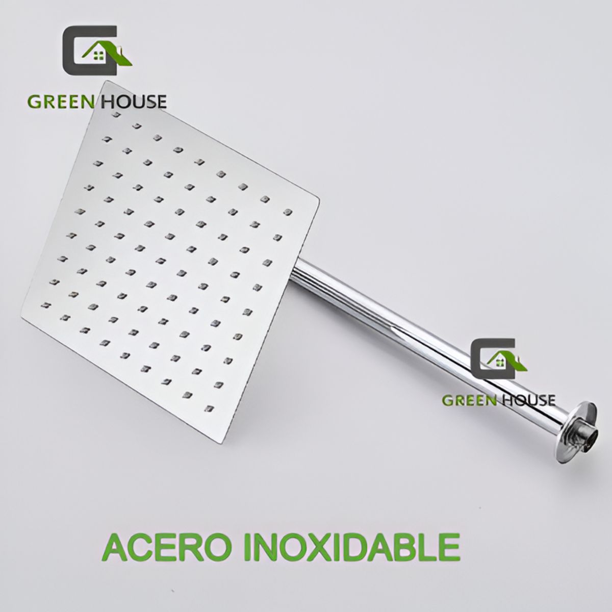 GREEN HOUSE - DUCHA CUADRADA DE 8 PULGADAS ACERO SUS 304