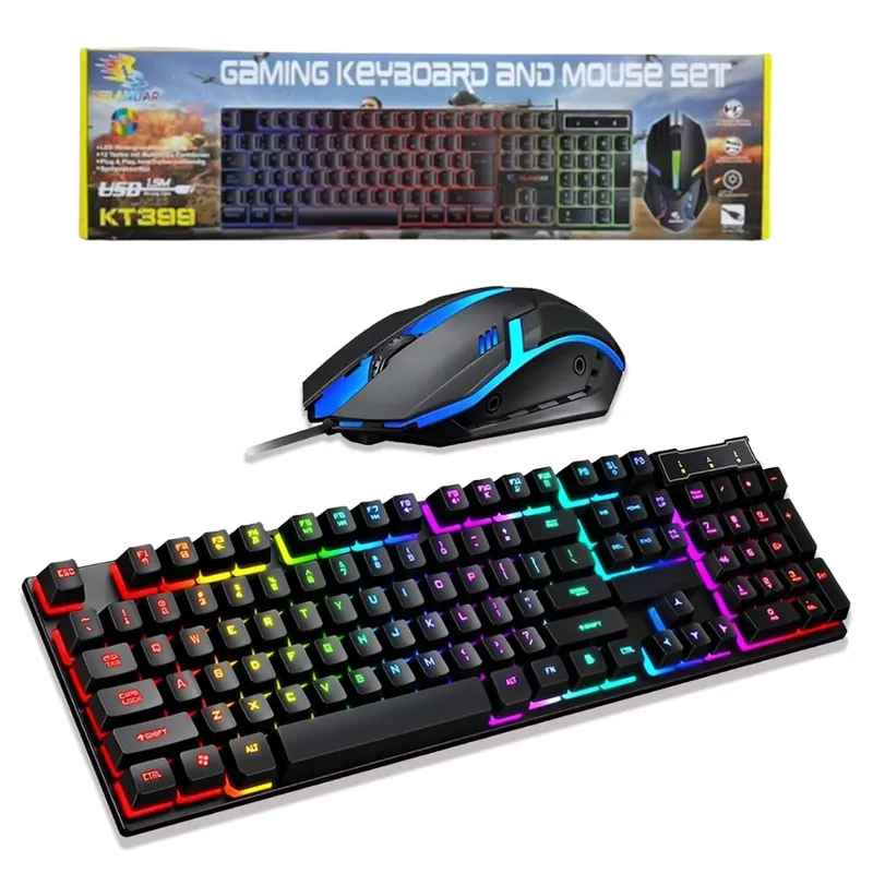 SEISA - Teclado y Mouse Gaming Retroiluminado Raton Con Luces RGB - Negro