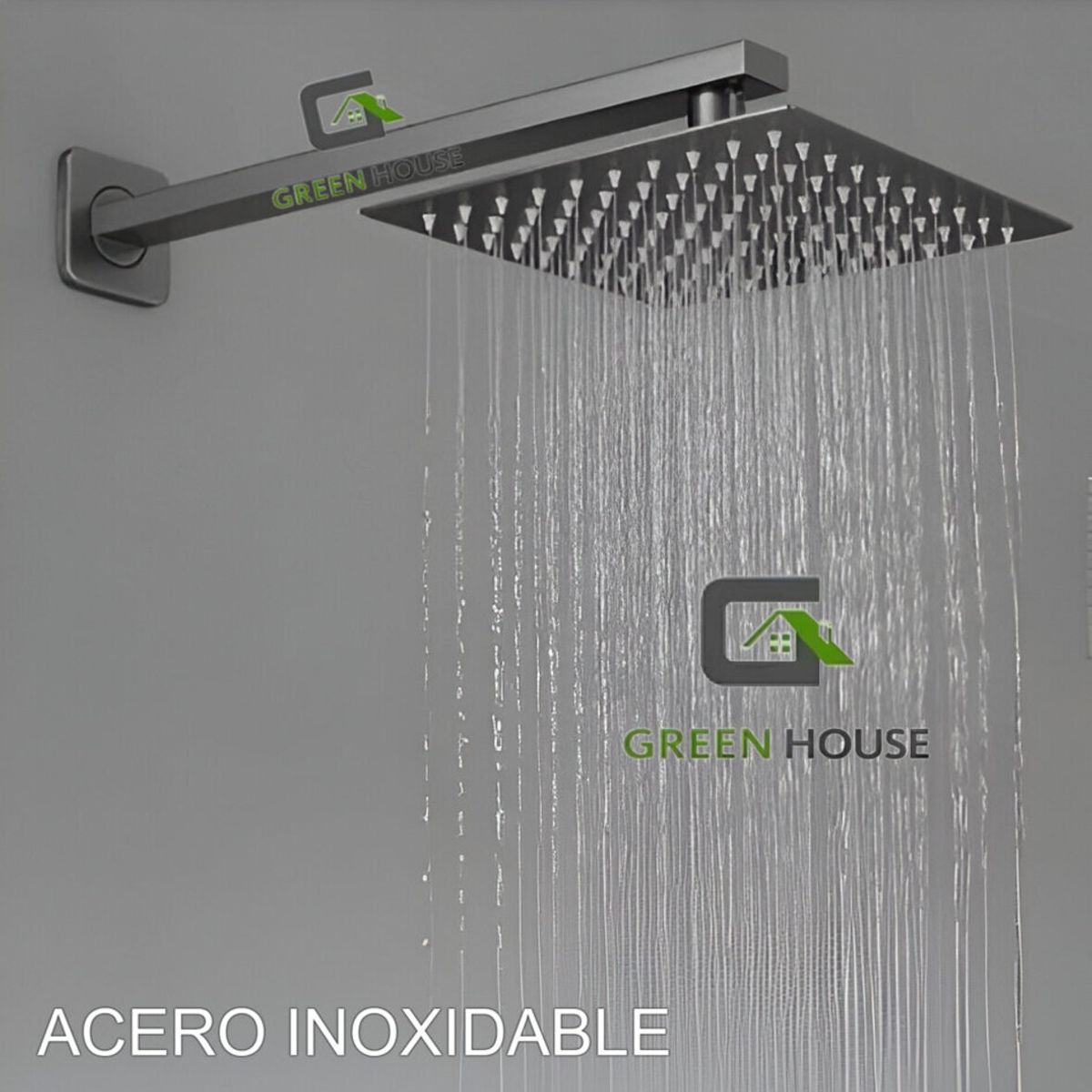 GREEN HOUSE - DUCHA CUADRADA DE 10 PULGADAS MAS BRAZO CUADRADO