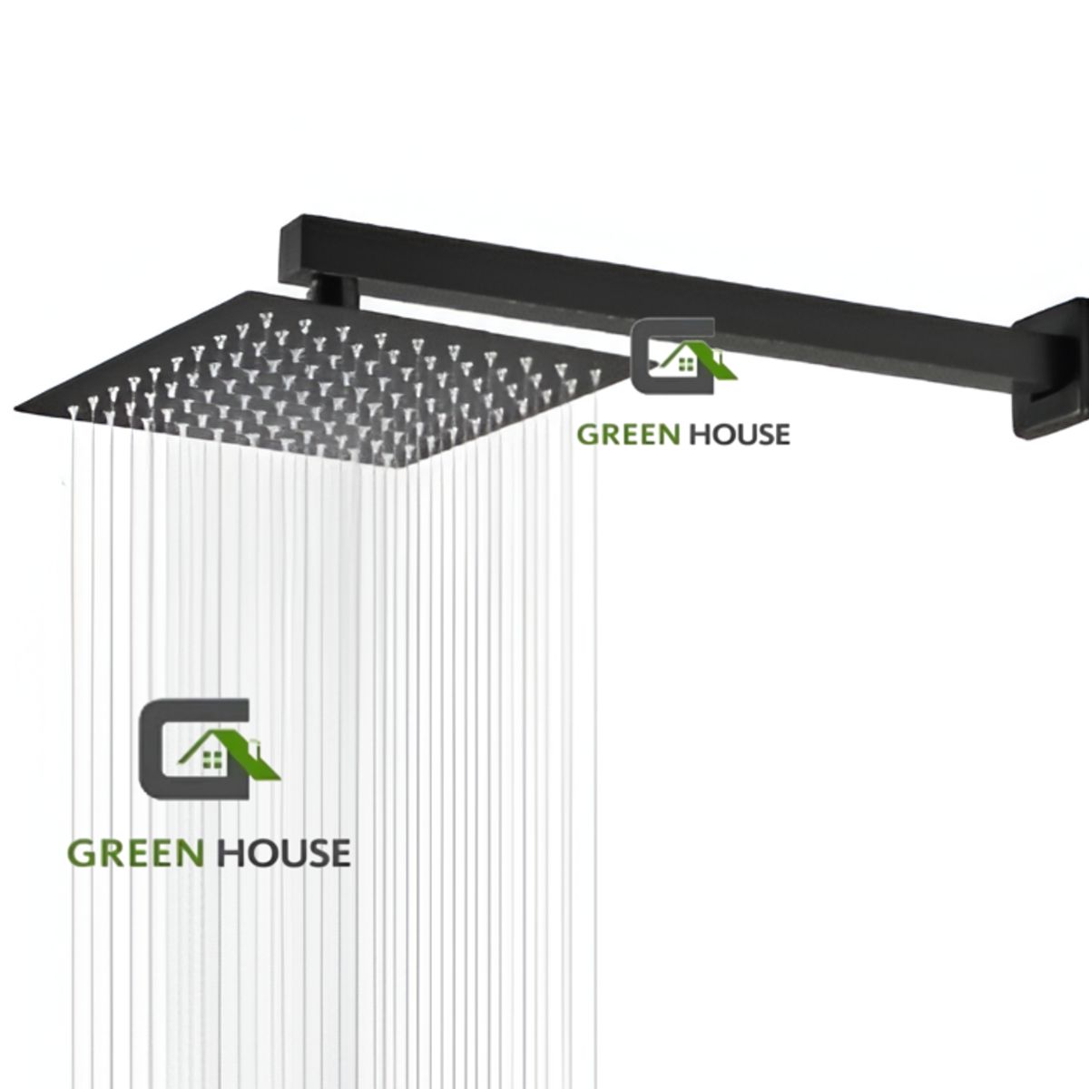 GREEN HOUSE - DUCHA CUADRADA DE 10 PULGADAS MAS BRAZO CUADRADO