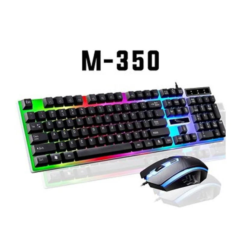 GENERICO - Teclado y Mouse Gaming Raton Retroiluminado con Luces RGB - Negro