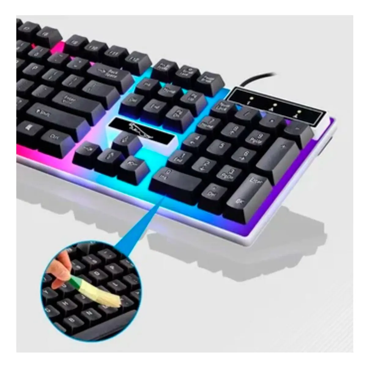 GENERICO - Teclado y Mouse Gaming Raton Retroiluminado con Luces RGB - Negro