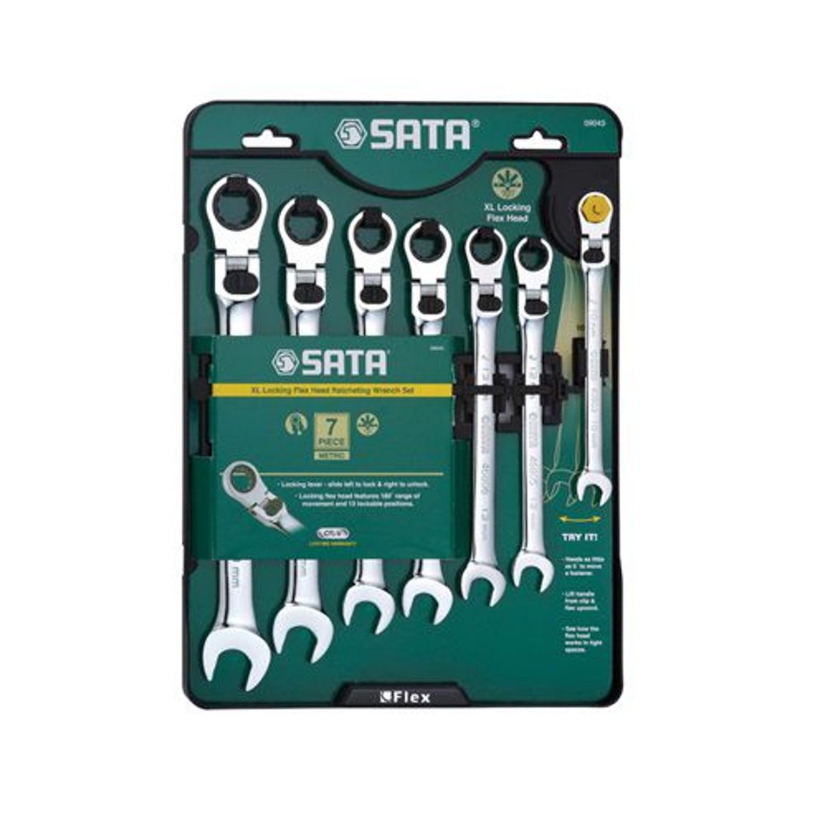 SATA - JGOX7PZA LLAVE MIXTA RATCHET CABEZA FLEXIBLE MM 10-19MM ST09043SJ SATA