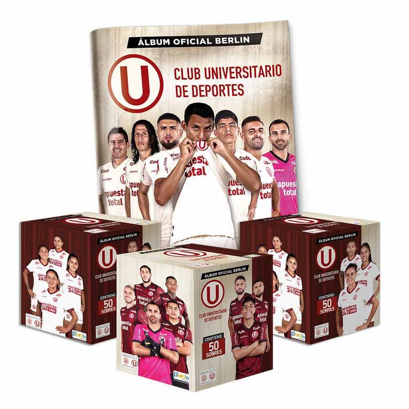 EDITORIAL BERLIN - Club Universitario de Deportes 2023, 1 álbum tapa blanda + 3 cajitas