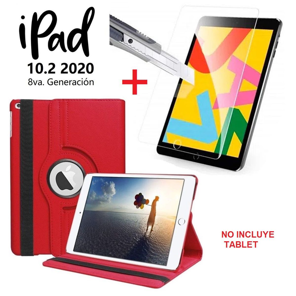 GENERICO - Funda Case + Protector de Pantalla para iPad 10.2 8va A2270 A2428
