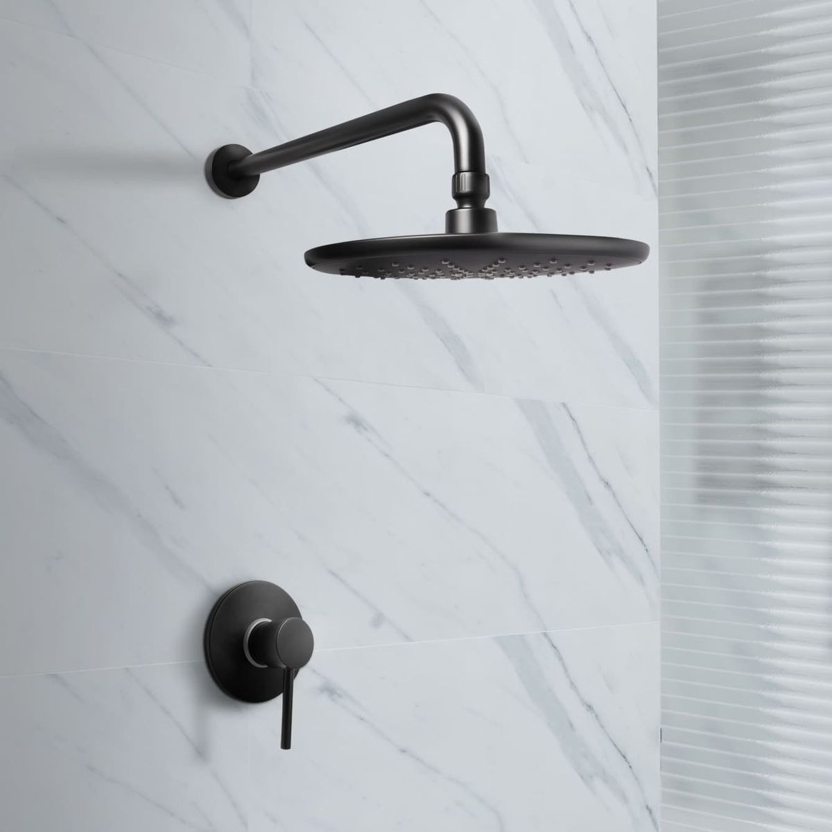 VAINSA - Grifería Ducha Monocomando Lever con salida black negro Vainsa