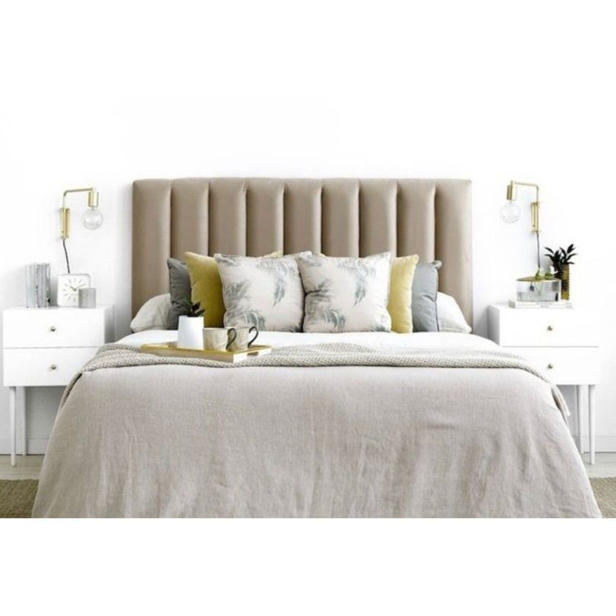 GENERICO - Cabecera Box Weymi 2 Plazas Panel - Beige Oscuro