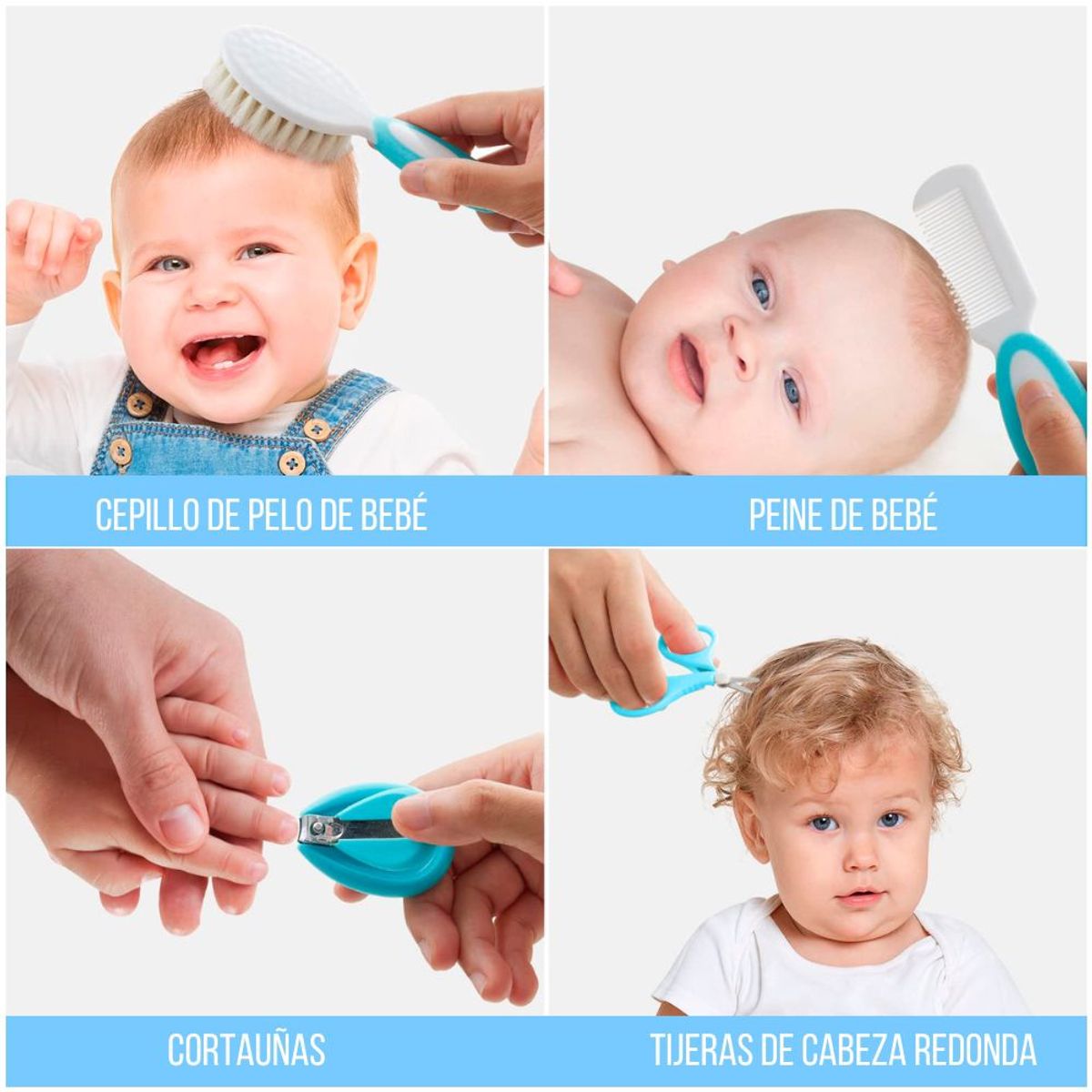 MINARI - Kit de Higiene para Bebés Cortauña Cepillo 6 piezas- Niño K6