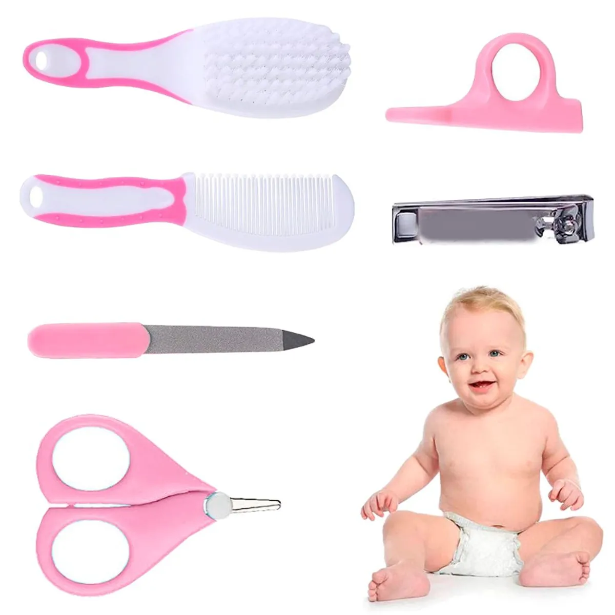 MINARI - Kit de Higiene para Bebés Cortauña Cepillo 6 piezas- Niña K6