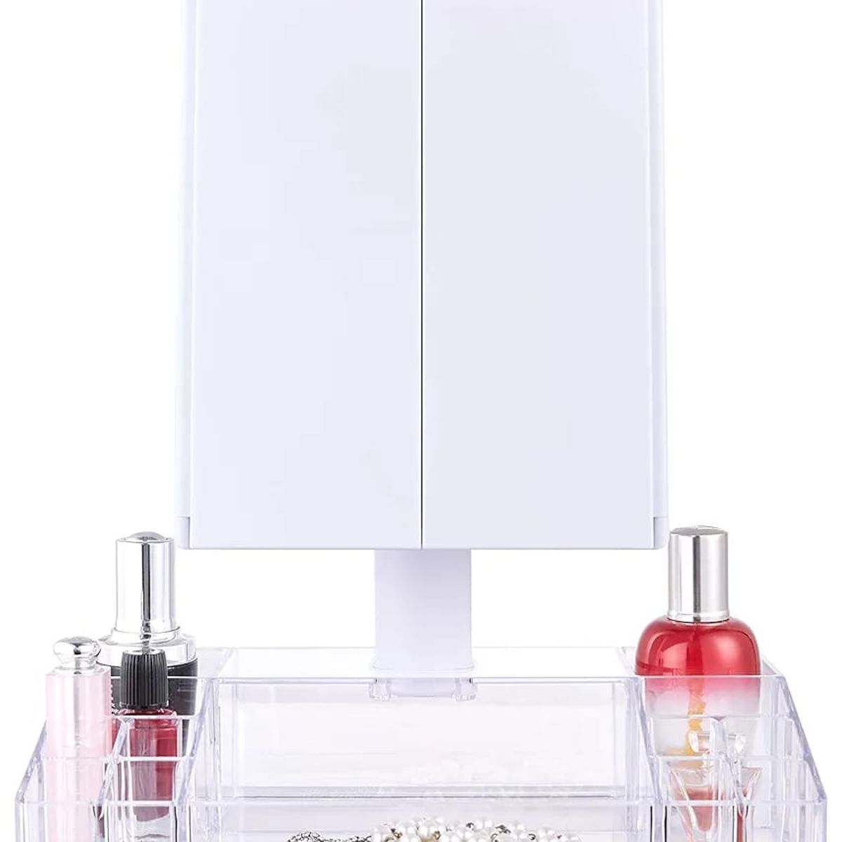 GENERICO - ESPEJO DE 3 CUERPOS CON  LUCES LED Y ALMACENAJE PARA MAQUILLAJE REGALO SUCCIONADOR DE ESPINILLAS