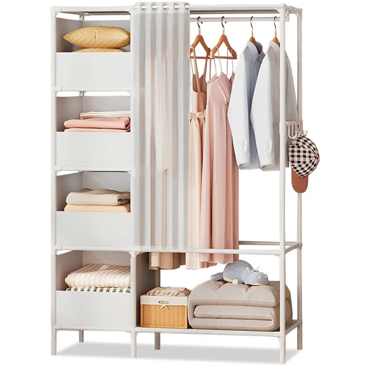 MINARI - Closet Colgador de Ropa Armario Organizador Perchero Blanco 399A