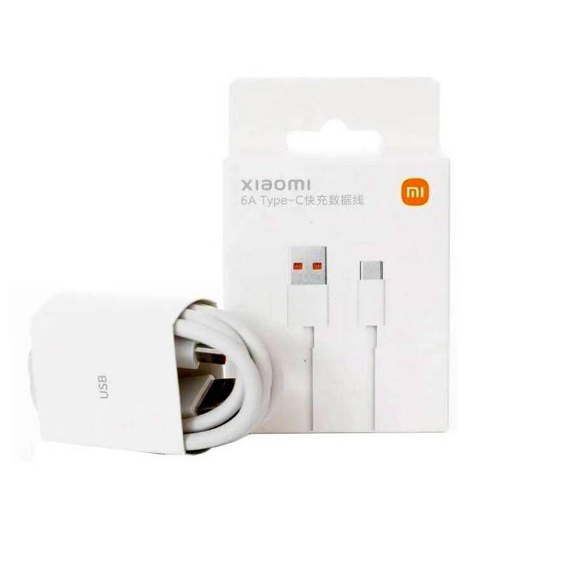 XIAOMI - Cable 6A Xiaomi Turbo USB Tipo-C Compatible 67W 55W 33W Blanco