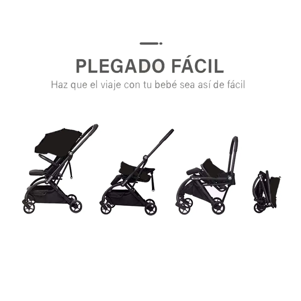 BABYKISS - COCHE DE BEBE LONDON ROTACION DE 360° VIAJERO COLOR NEGRO