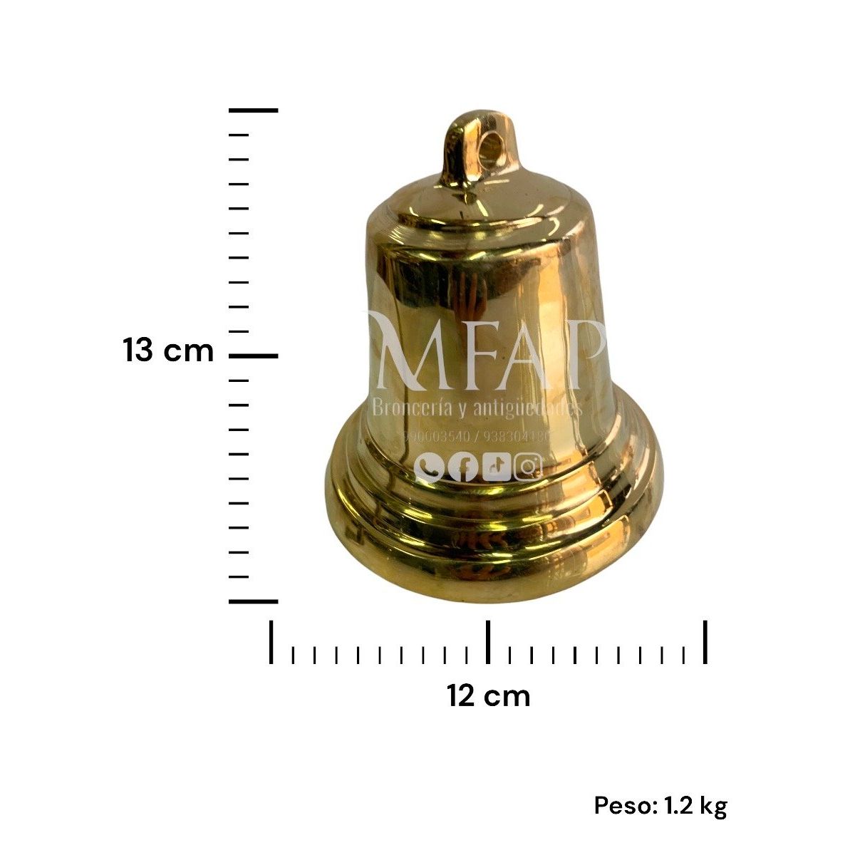 MFAP BRONCERIA Y ANTIGUEDADES - Campana en bronce fundido 13 cm - Orfeo CBFO13