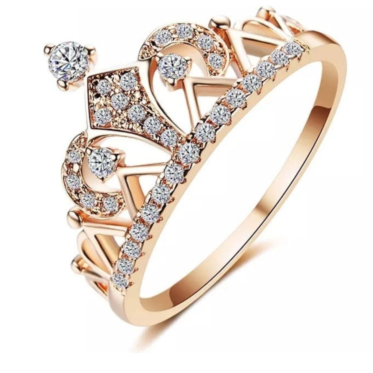 GENERICO - Anillo de Compromiso Corona Bañado en Oro 18K