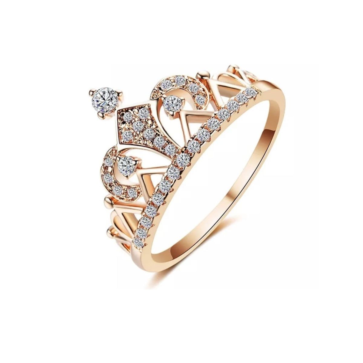 GENERICO - Anillo de Compromiso Corona Bañado en Oro 18K