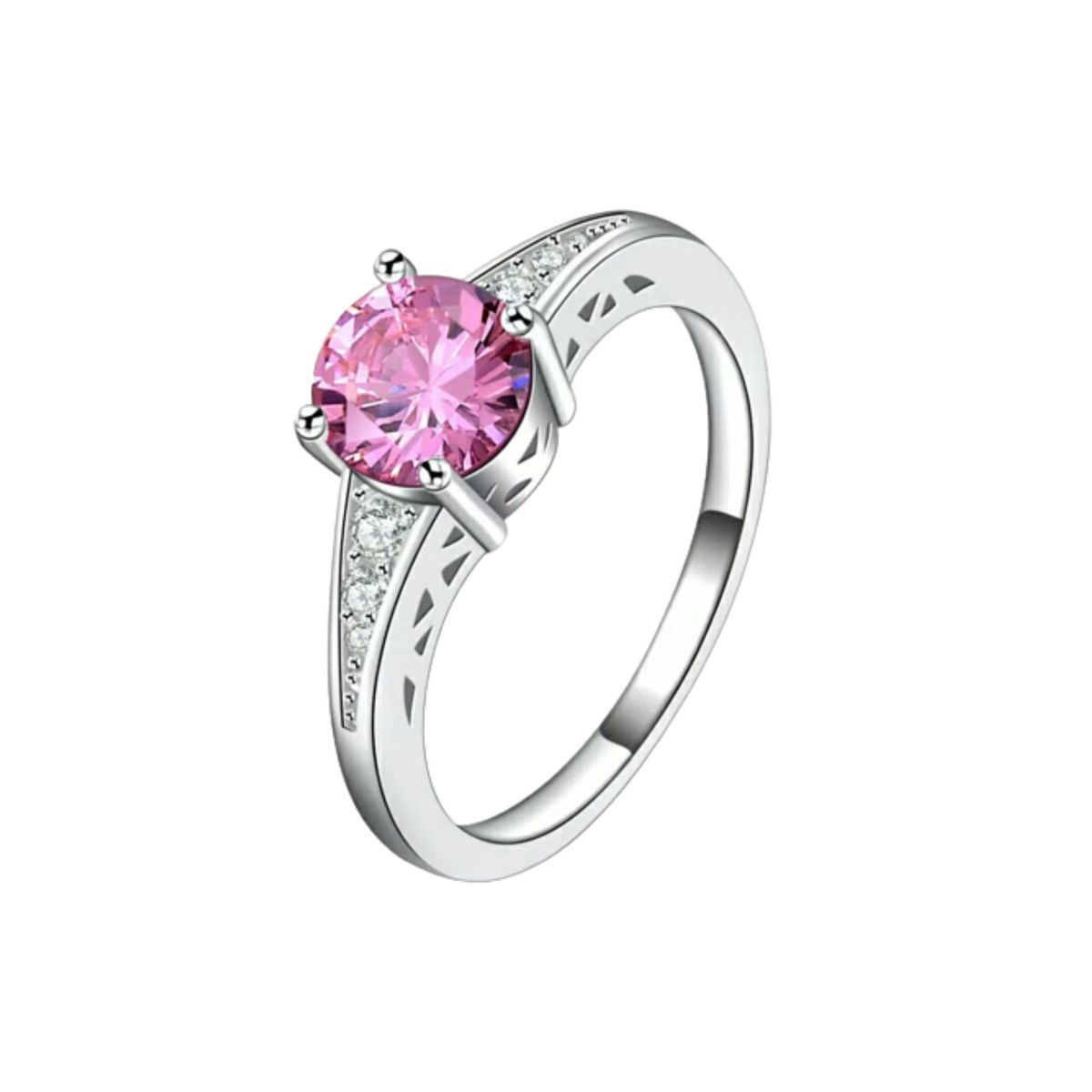 GENERICO - Anillo de Compromiso Imperial Rose Bañado Oro Blanco 18K Aro - Genieka