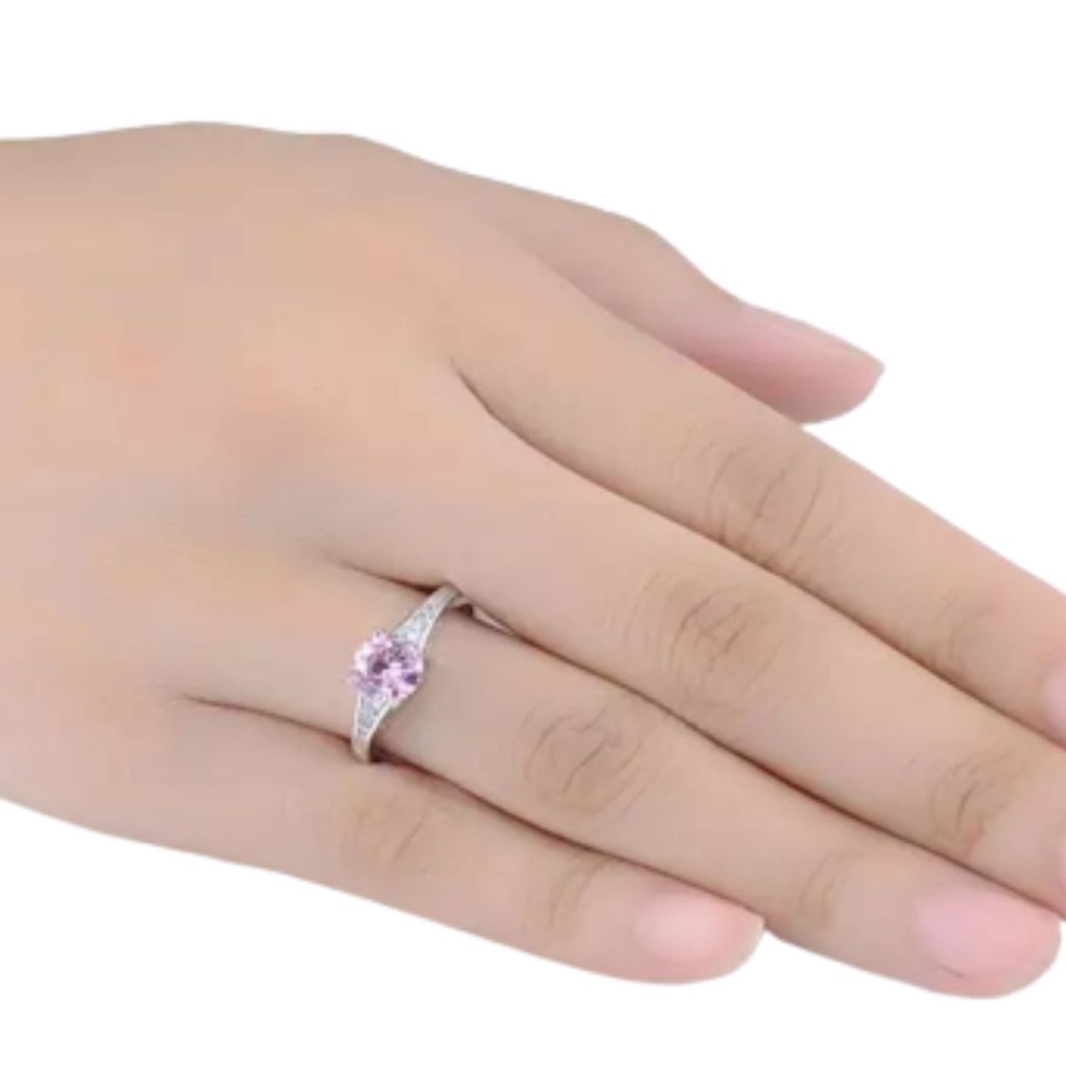 GENERICO - Anillo de Compromiso Imperial Rose Bañado Oro Blanco 18K Aro - Genieka