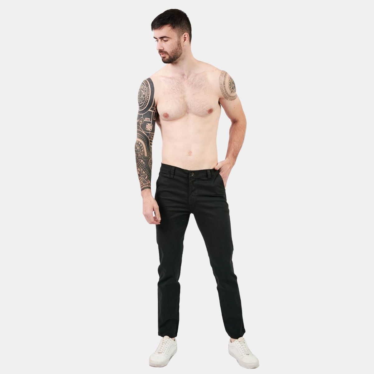 SAN COSME - Pantalón chino drill hombre verde