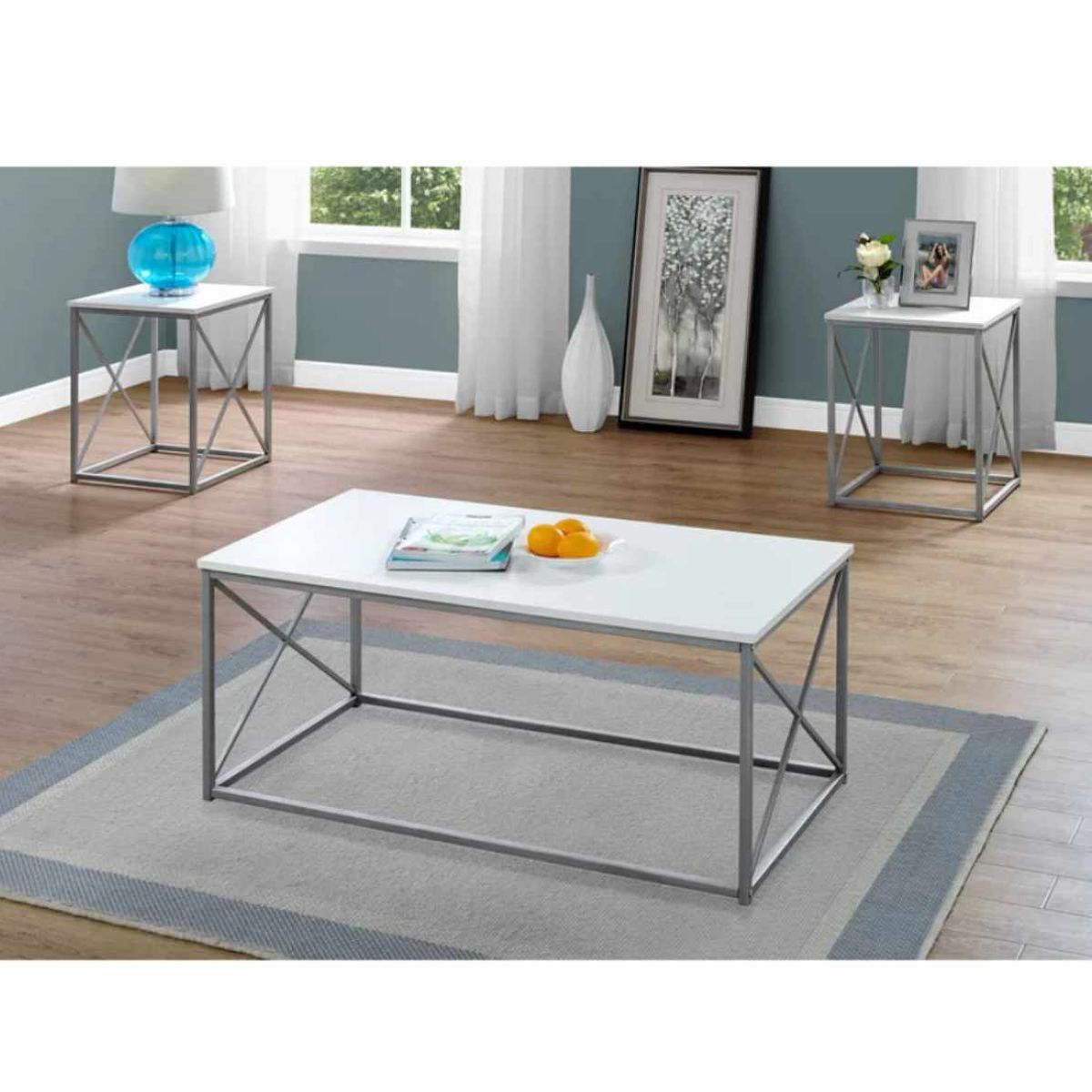 VENTITAS HOME - Combo Helga Mesa de Centro + 2 Mesas Auxiliares Ventitas Home Blanco
