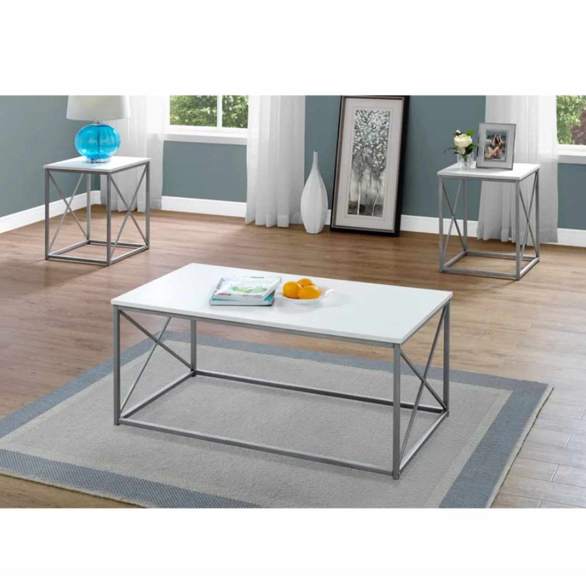 VENTITAS HOME - Combo Helga Mesa de Centro + 2 Mesas Auxiliares Ventitas Home Blanco