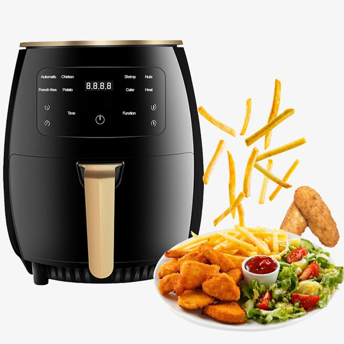 GENERICO - Freidora Aire Airfryer Digital 6 Litros 2400W Sin Aceite -