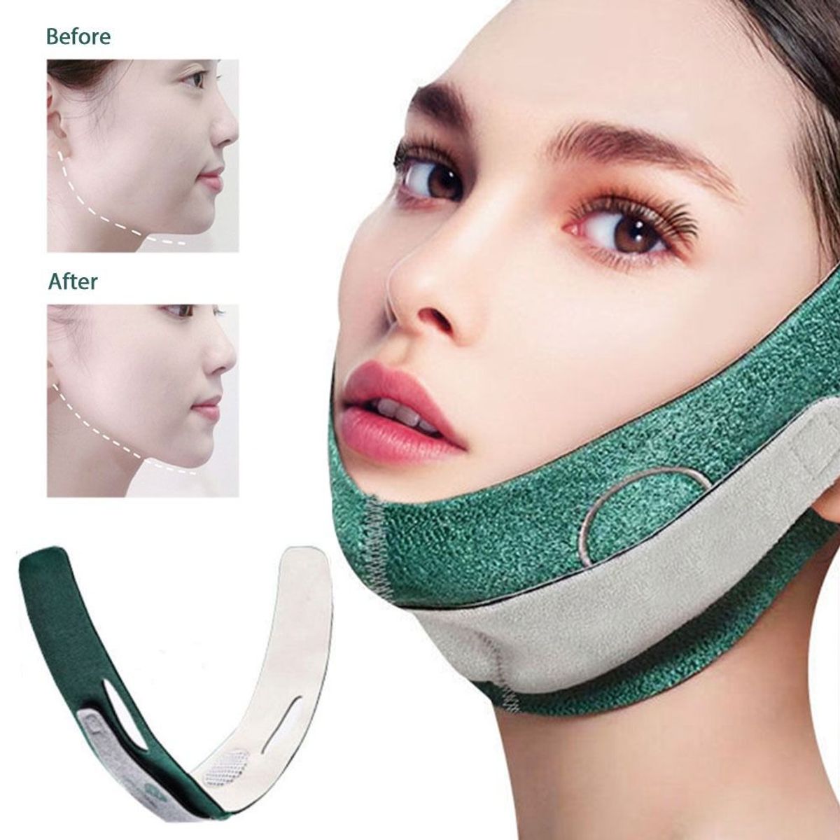OEM - Vendaje Faja Verde Adelgazante Reductor de Papada FACE LIFT UP BELT