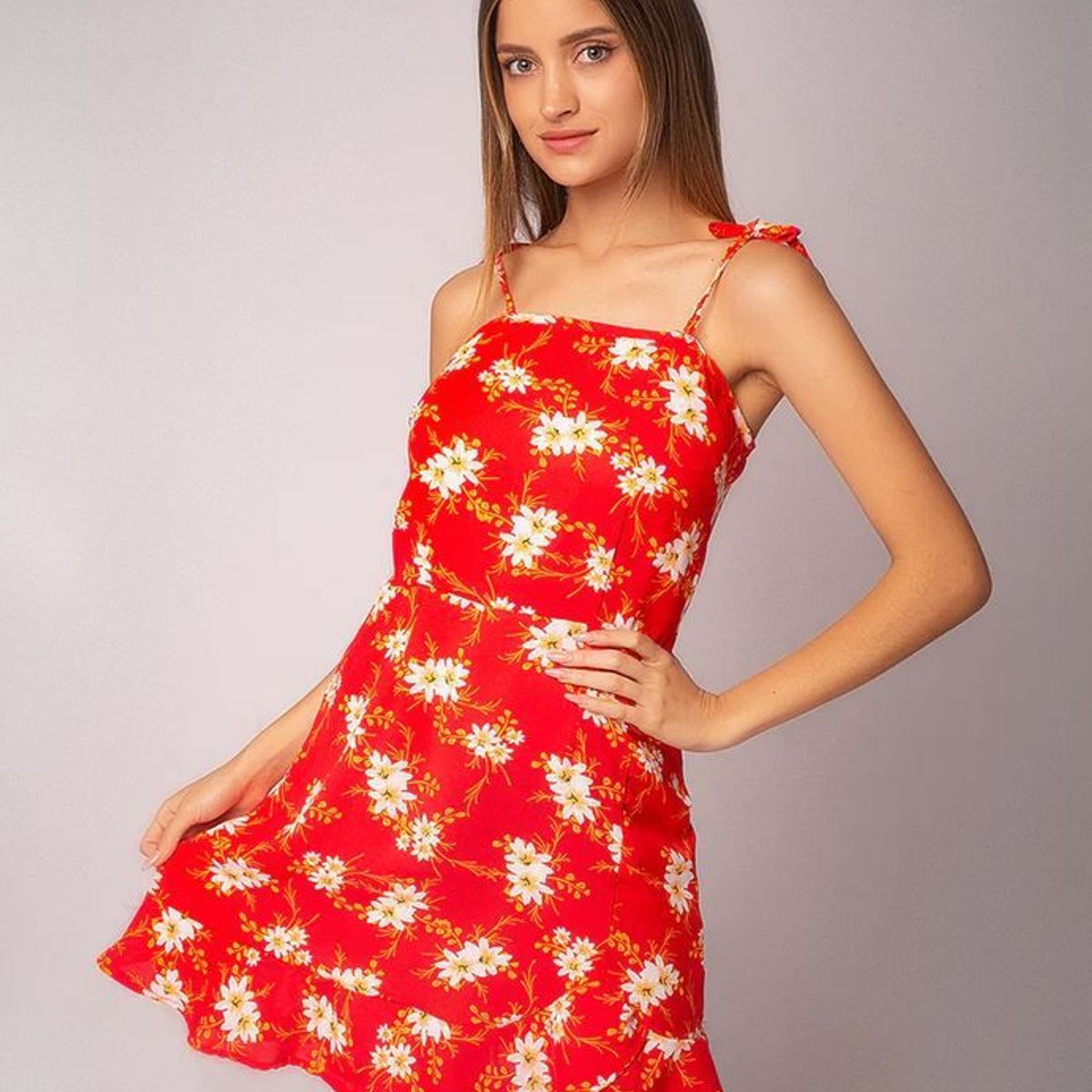 NEBULA - Vestido Florita - Nébula - Rojo