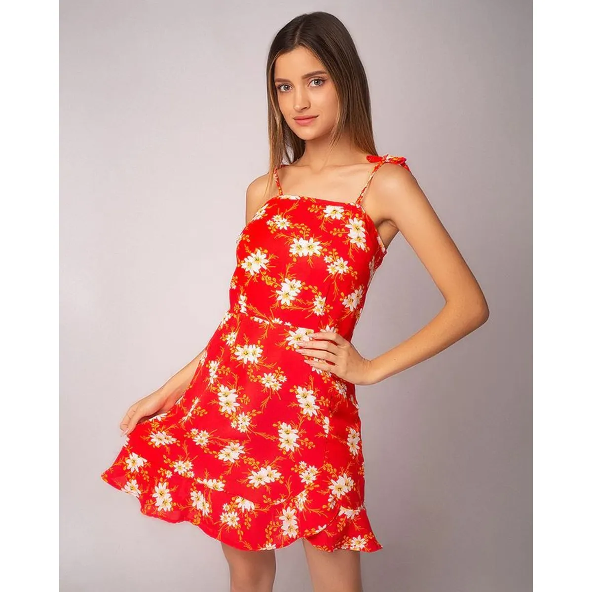 NEBULA - Vestido Florita - Nébula - Rojo