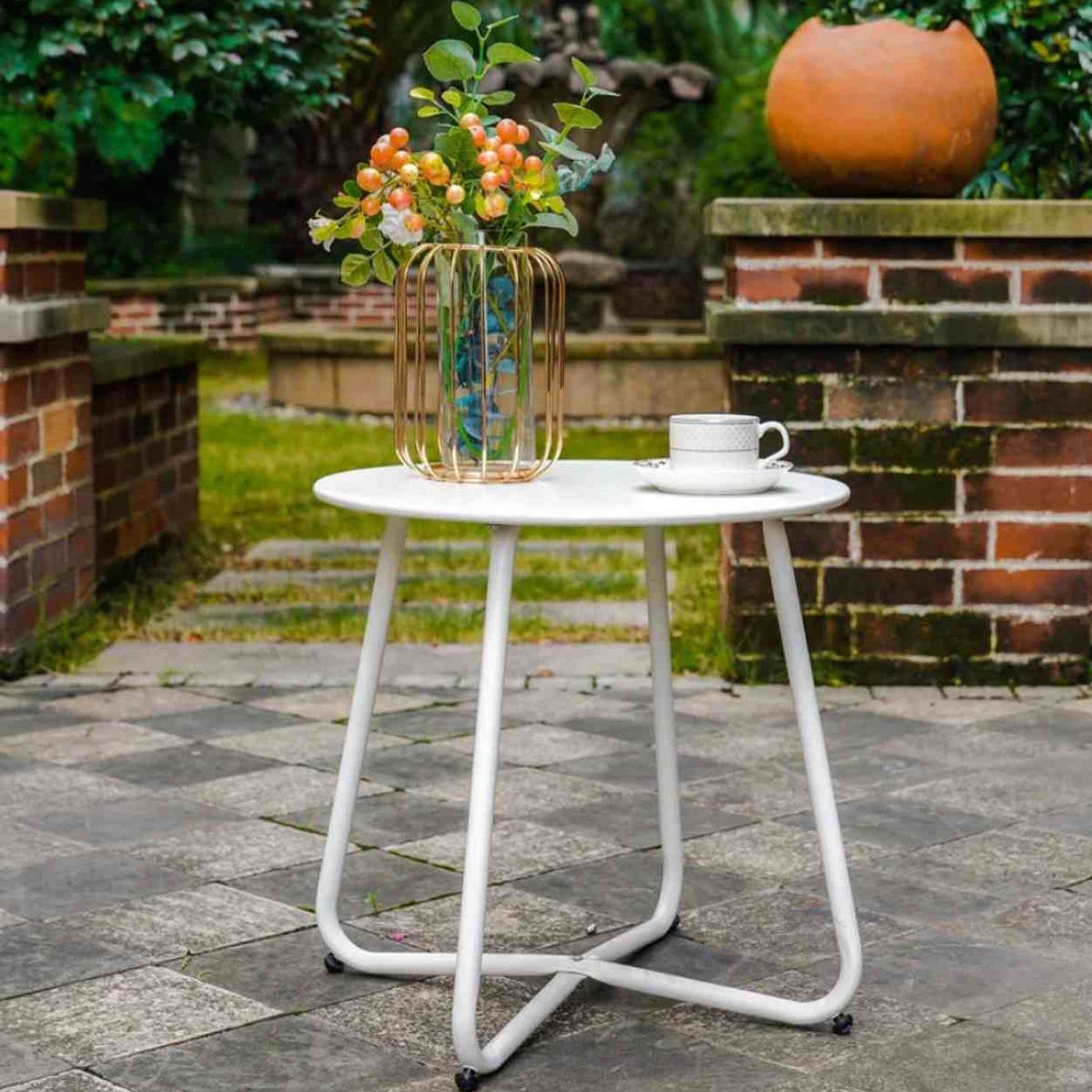 VENTITAS HOME - Mesa Auxiliar Industrial Thomas Ventitas Home Blanco