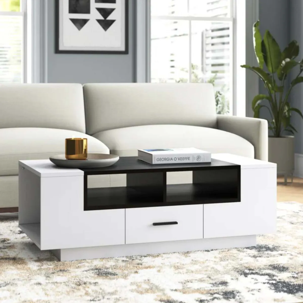 VENTITAS HOME - Mesa de Centro Deluxe Martiné Ventitas Home Blanco y Negro