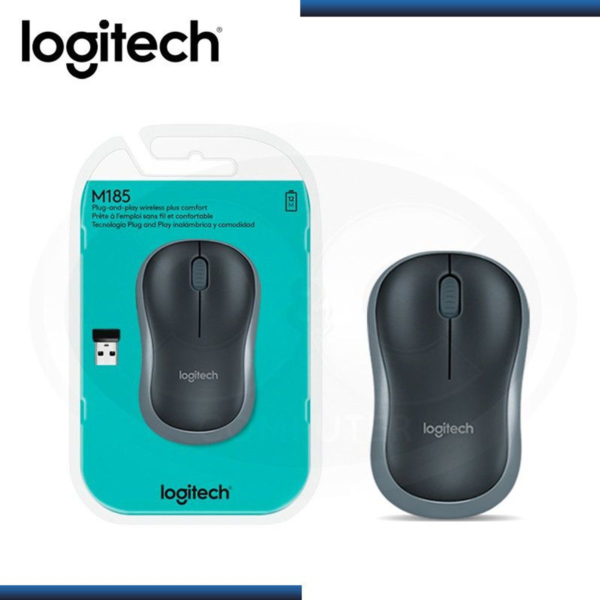 LOGITECH - MOUSE LOGITECH M185 WIRELESS GRAY 910-002225