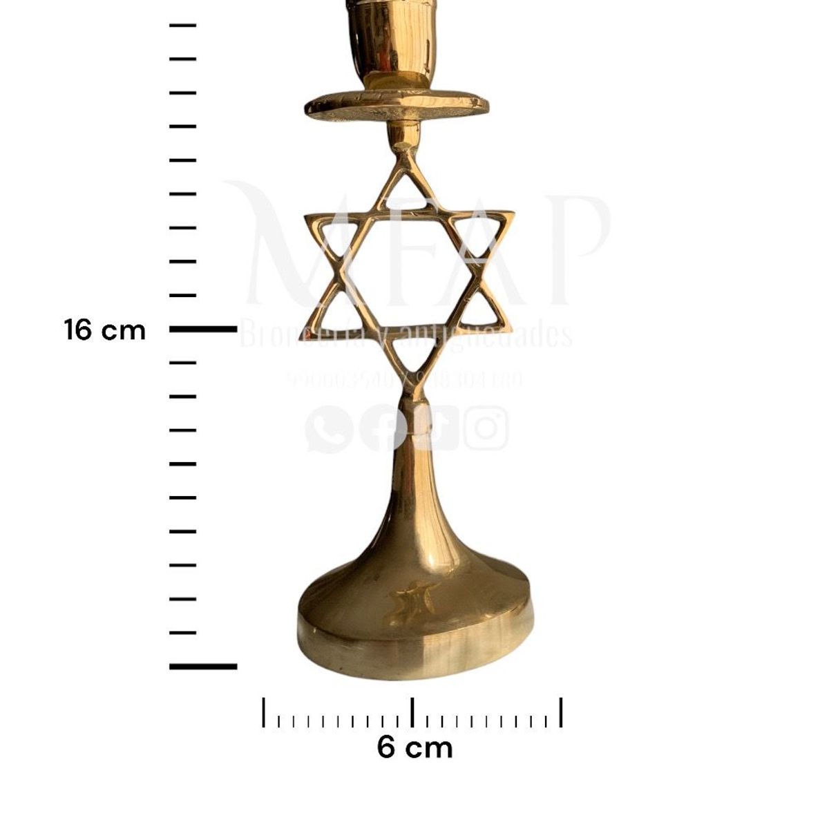 MFAP BRONCERIA Y ANTIGUEDADES - Candelabro de 2 vela estrella de David en bronce