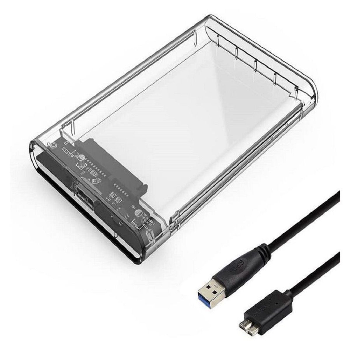 GENERICO - Case Transparente para Disco 2.5 ssd/hdd Salida usb 3.0