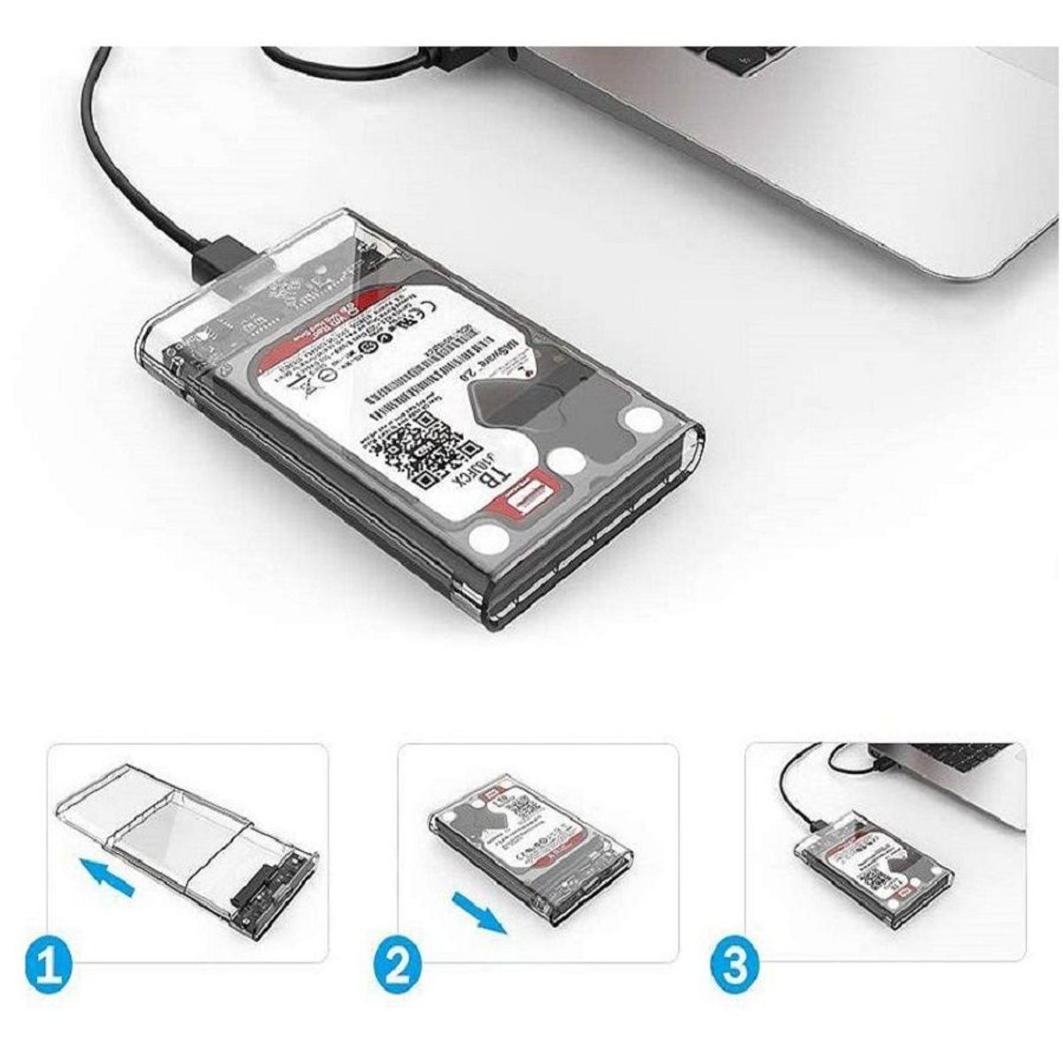 GENERICO - Case Transparente para Disco 2.5 ssd/hdd Salida usb 3.0