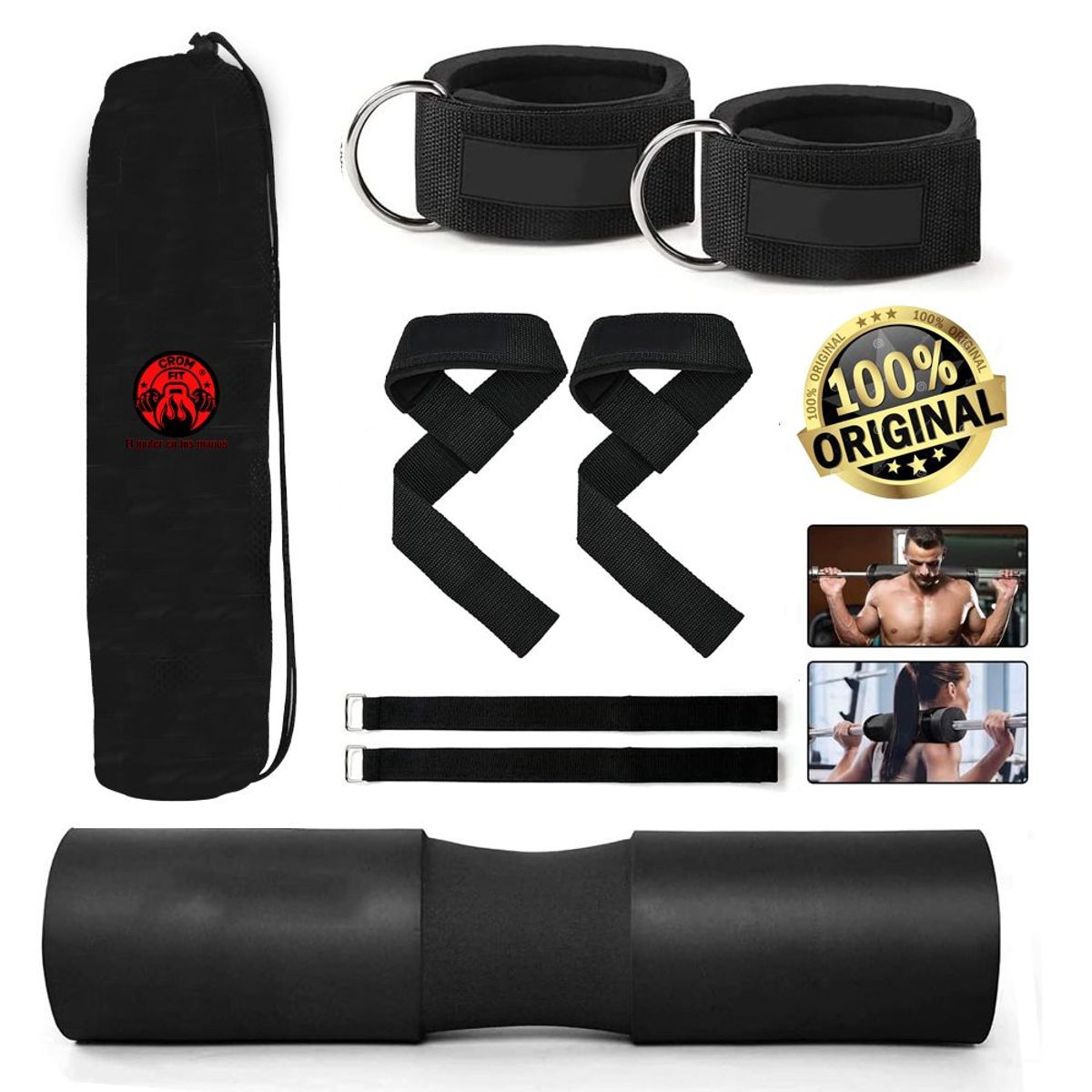 HOLGU - Kit de ejercicio 3 en 1 almohadilla barra, tobillera, strap