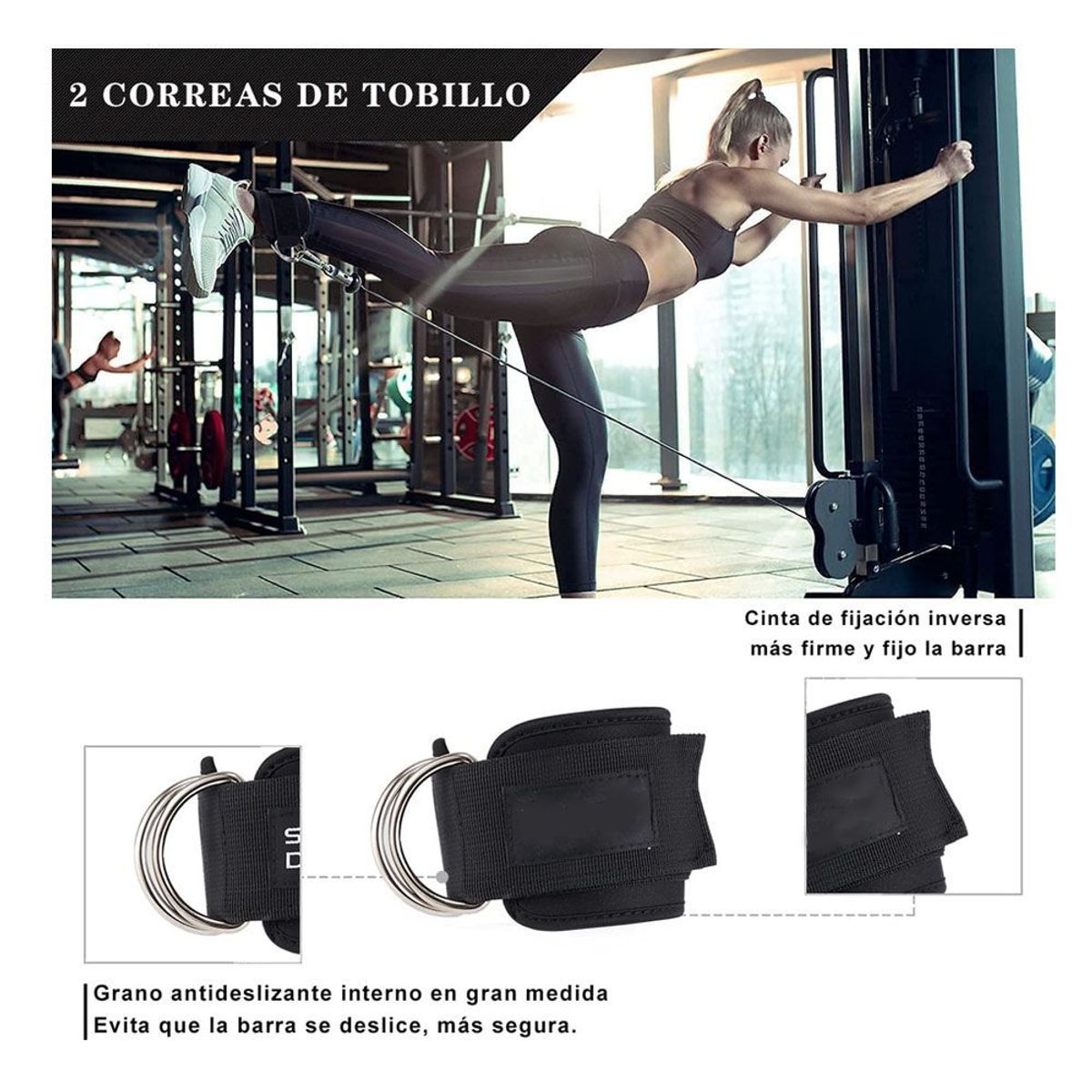 HOLGU - Kit de ejercicio 3 en 1 almohadilla barra, tobillera, strap