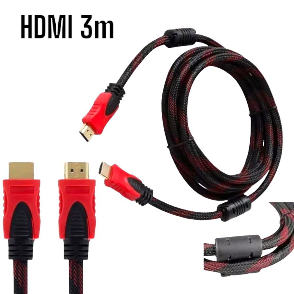 OEM - Cable HDMI-HDMI con Filtro 3m 3metros Full HD 3D V14 Enmallado