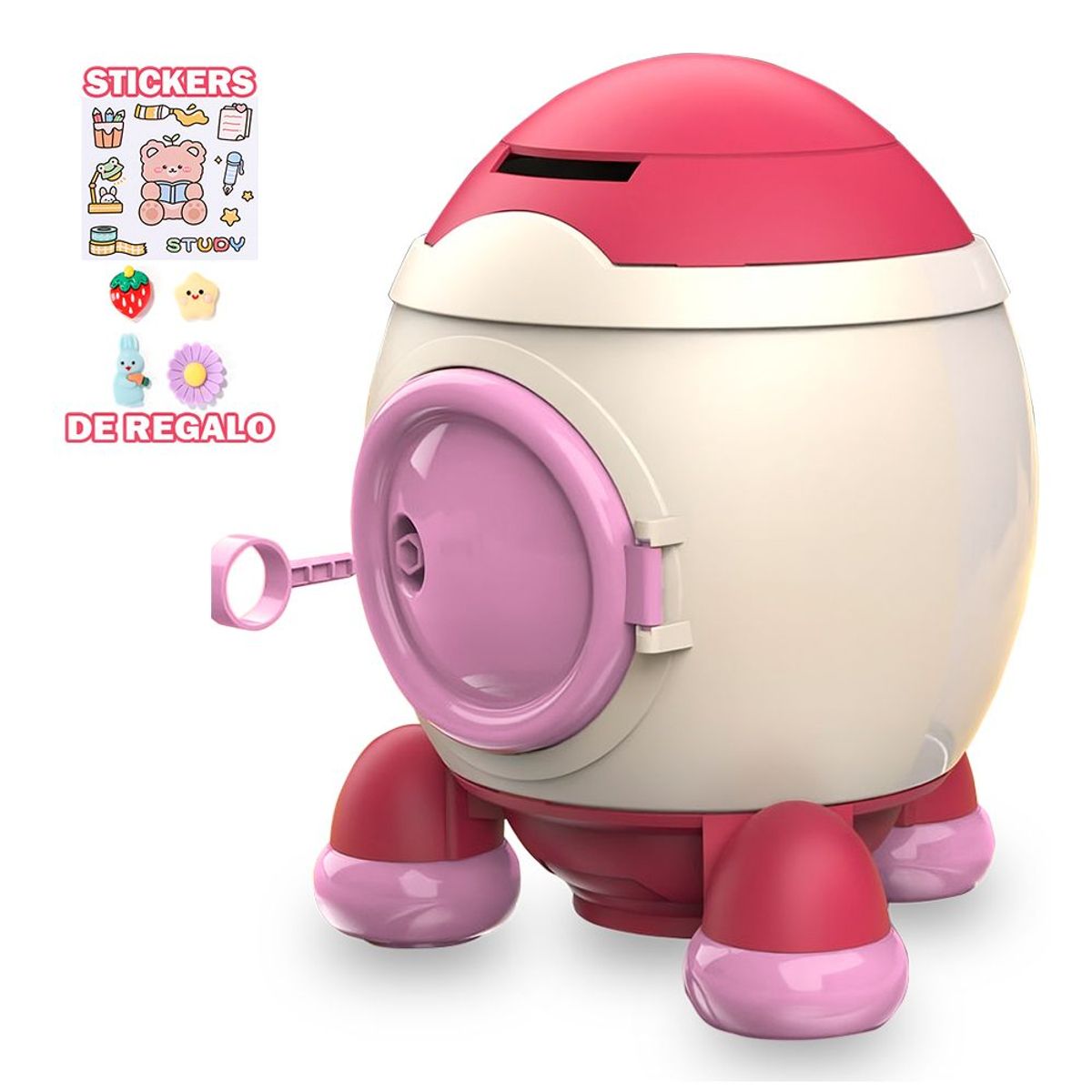 SASHIJA - Alcancía Cohete con Stickers 2D 3D Kawaii para Niños Y51 Rojo