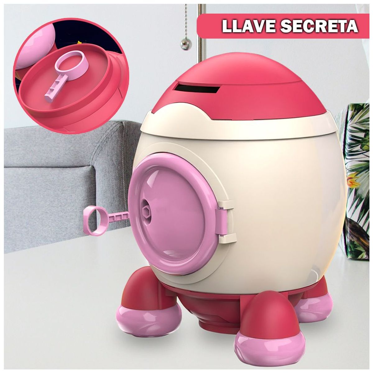 SASHIJA - Alcancía Cohete con Stickers 2D 3D Kawaii para Niños Y51 Rojo