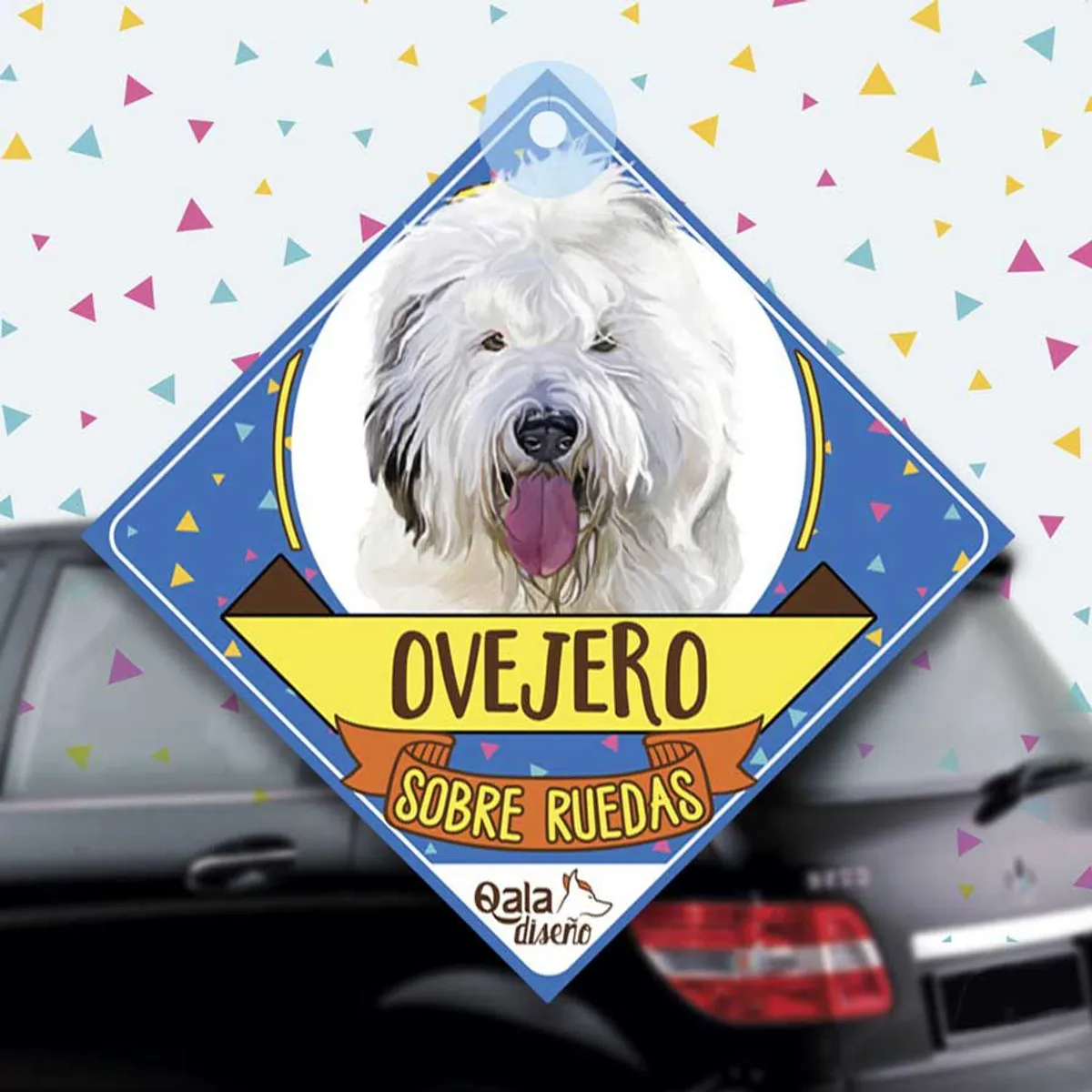 QALA DISEÑO - Colgante de auto 15x15 cm - Qala Diseño - Perro Ovejero