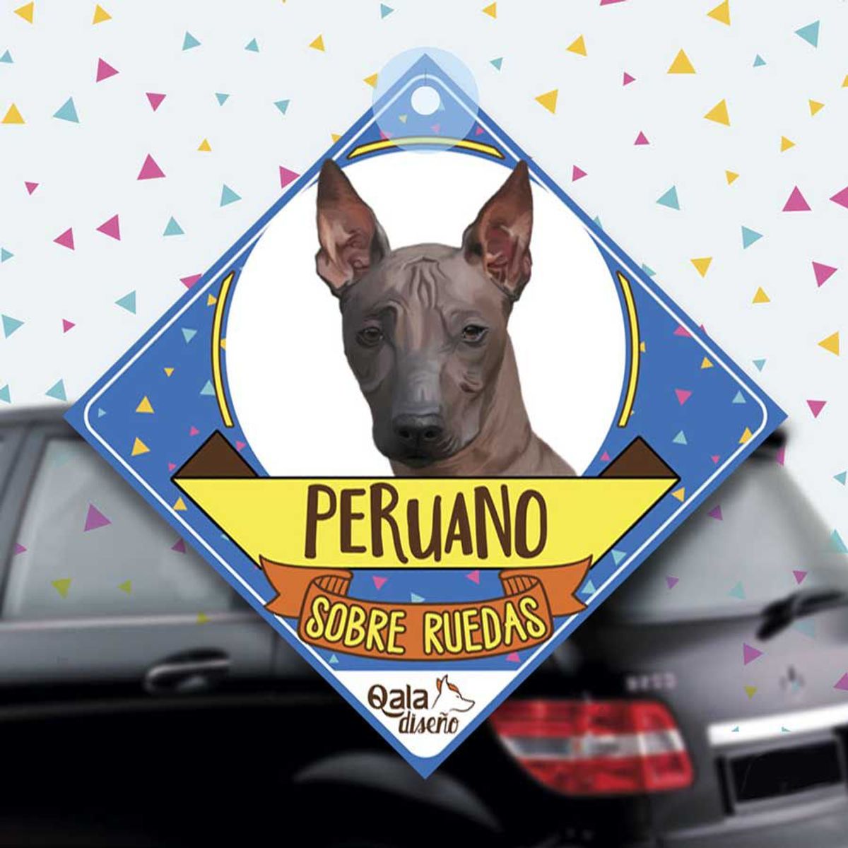 QALA DISEÑO - Colgante de auto 15x15 cm - Qala Diseño - Perro Peruano