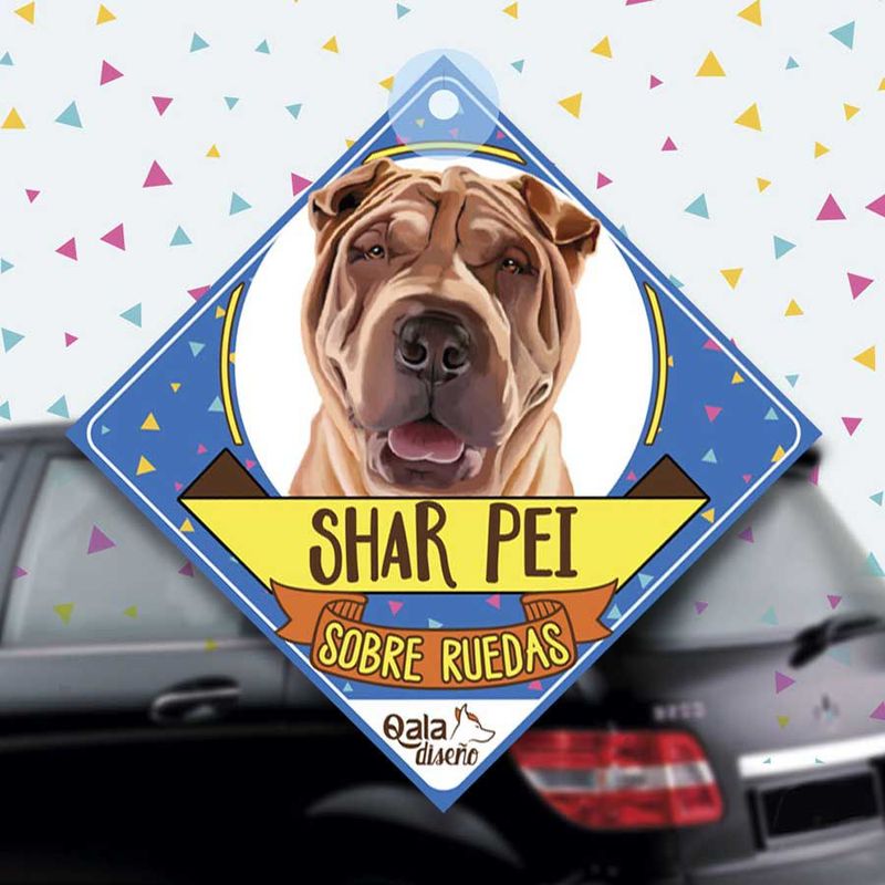 QALA DISEÑO - Colgante de auto 15x15 cm - Qala Diseño - Perro Shar Pei